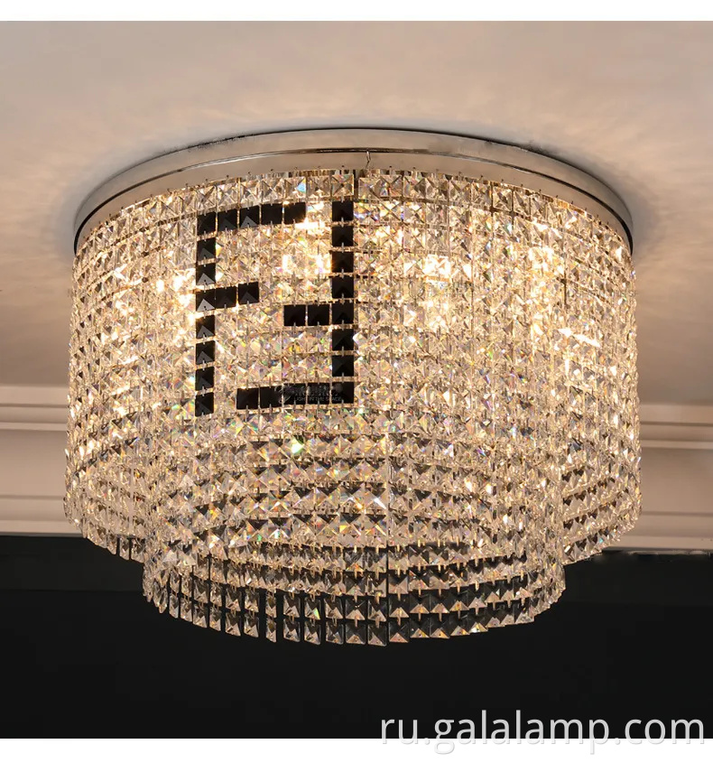 Элегантный современный хрустальный светодиодный потолочный свет для шикарных интерьеров